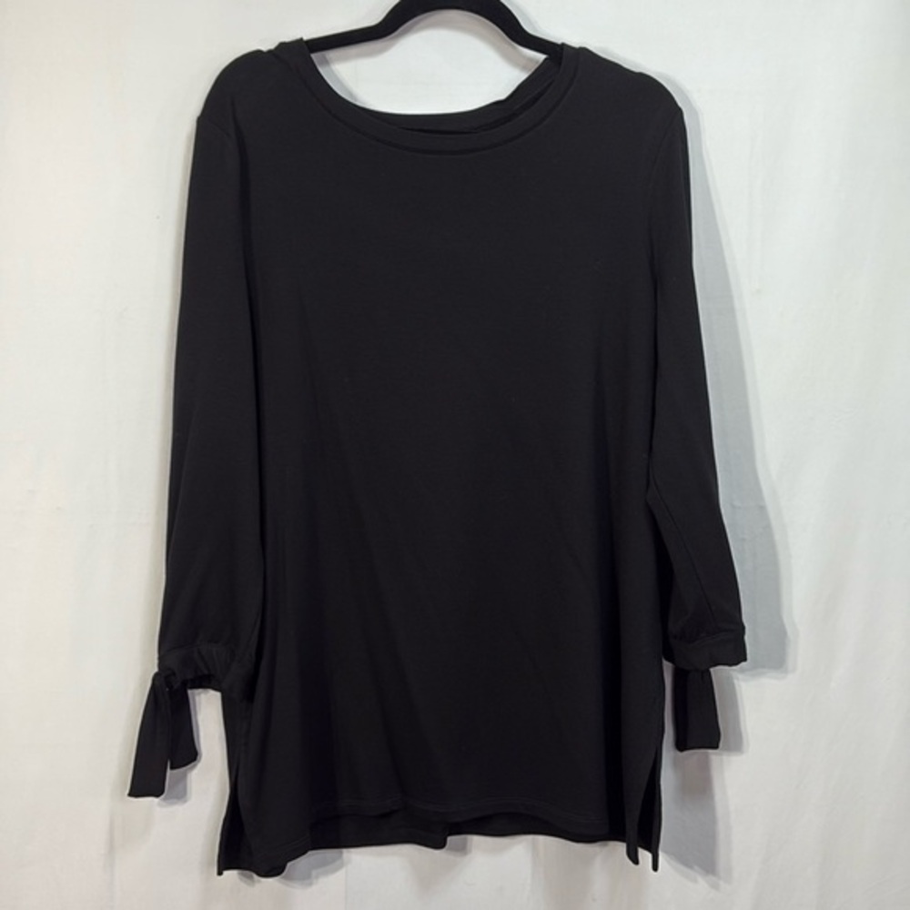🍡 nwot Liz Claiborne, French terry scoop neck sweatshirt tunic tie cuffs